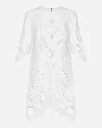 Dolce & Gabbana Abito Midi In Cotone Ricamo Cut Out - Donna Abiti Bianco Bianco