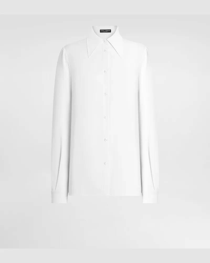 Dolce & Gabbana Camicia In Charmeuse Stretch - Donna Camicie E Top Bianco Seta Bianco