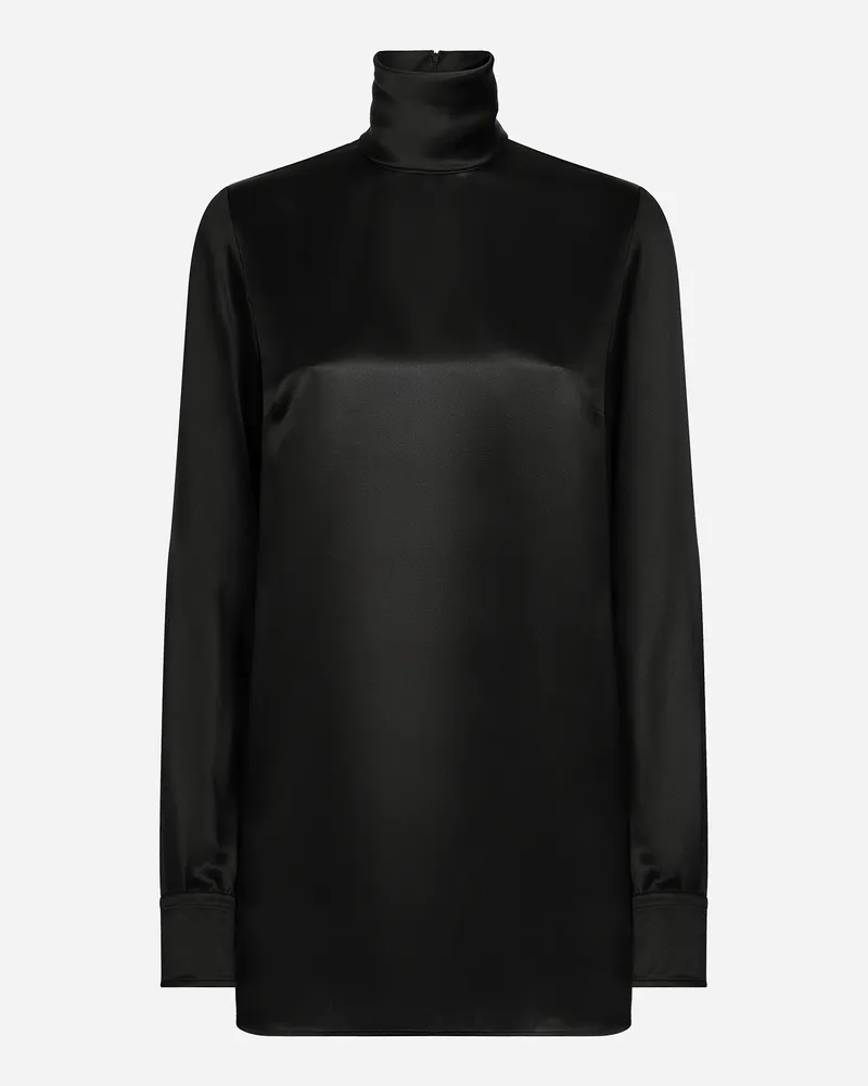 Dolce & Gabbana Blusa In Raso Di Seta - Donna Camicie E Top Nero Seta Nero