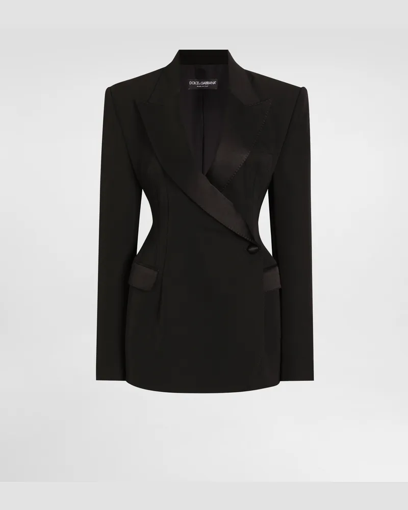 Dolce & Gabbana Giacca Tuxedo Doppiopetto In Gabardina Di Lana - Donna Giacche E Blazer Nero Lana Nero