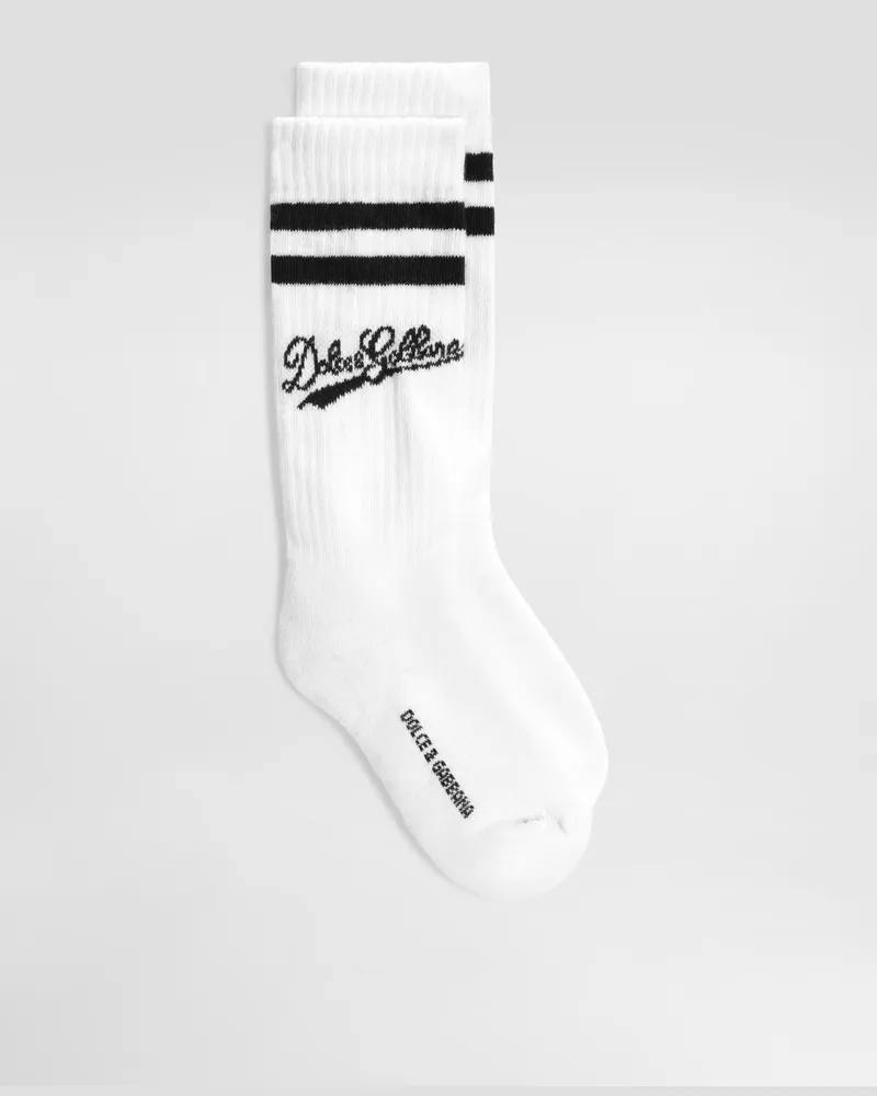 Dolce & Gabbana Calzini In Cotone Con Logo - Uomo Collection Bianco Bianco