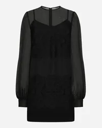 Dolce & Gabbana Abito Corto In Organza Con Intarsi In Pizzo - Donna Abiti Nero Nero