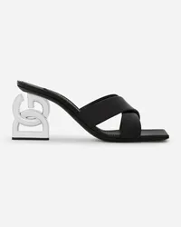 Dolce & Gabbana Mule In Pelle Di Vitello Lucida Con Tacco Dg Pop - Donna Slide E Mule Nero Pelle Nero