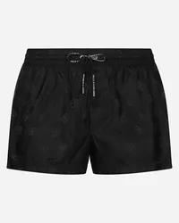 Dolce & Gabbana Boxer Da Mare Corto Jacquard Dg Monogram - Uomo Beachwear Nero Raso Nero