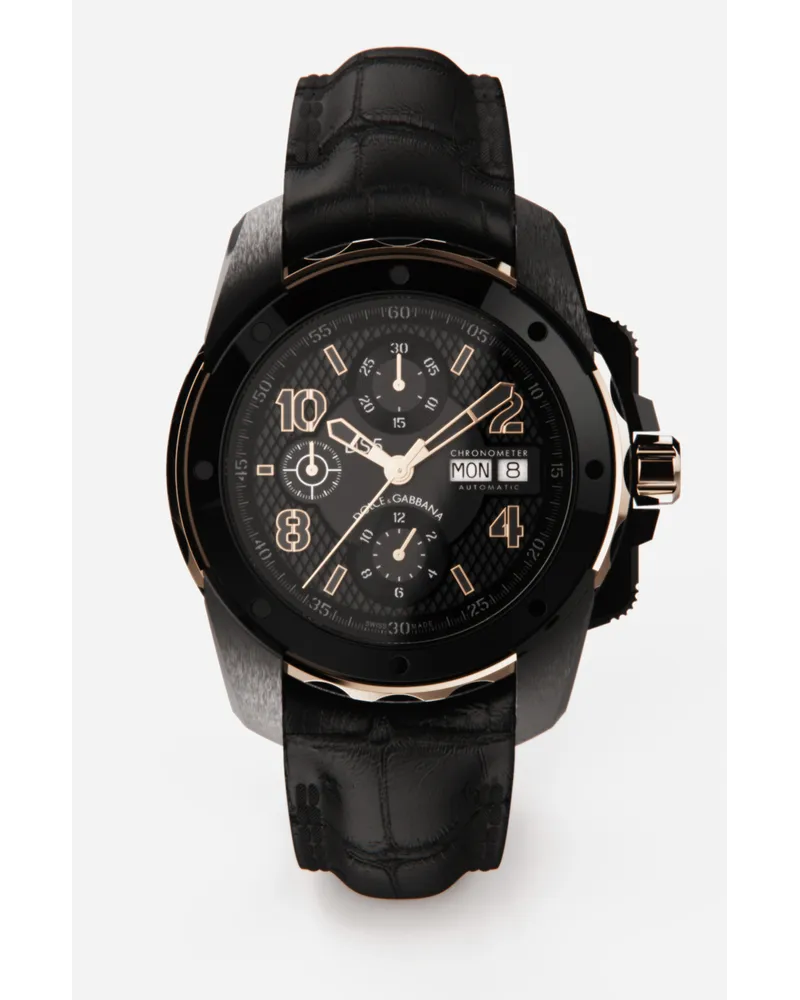 Dolce & Gabbana Ds5 Watch In Red Gold And Steel With Pvd Coating - Uomo Orologi Nero Nero