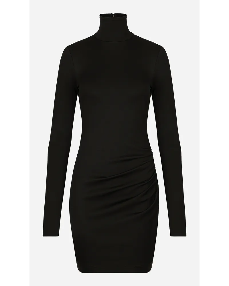 Dolce & Gabbana Abito Corto In Jersey Punto Milano - Donna Abiti Nero Viscosa Nero