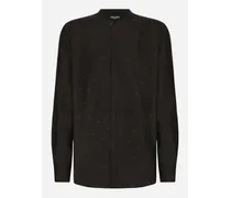 Camicia Fit Martini In Seta Con Plastron - Uomo Camicie Nero
