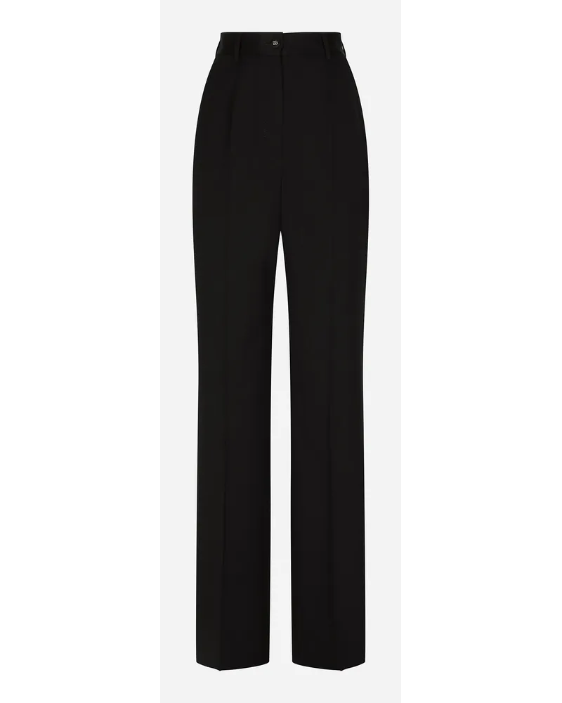 Dolce & Gabbana Pantaloni Palazzo In Gabardina - Donna Pantaloni E Shorts Nero Lana Nero