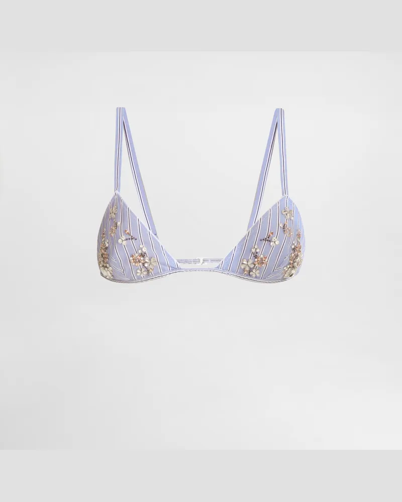 Dolce & Gabbana Reggiseno In Popeline Rigato Con Ricamo - Donna Intimo Multicolore Rigato