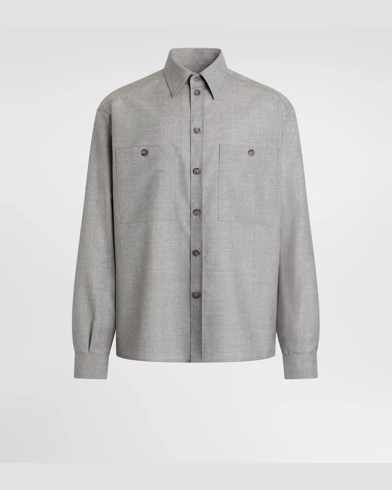 Dolce & Gabbana Camicia In Lana - Uomo Camicie Grigio Melange