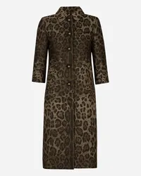 Dolce & Gabbana Cappotto Monopetto In Lana Jacquard Leopardo - Donna Cappotti E Giubbotti Stampa Animalier Lana Tess.accoppiato-doub