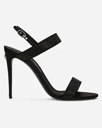 Dolce & Gabbana Sandalo In Raso E Termostrass - Donna Sandali E Zeppe Nero Nero