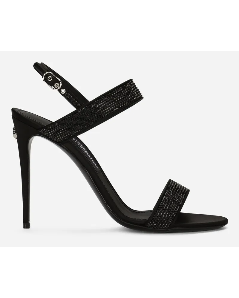 Dolce & Gabbana Sandalo In Raso E Termostrass - Donna Sandali E Zeppe Nero Nero