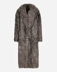 Dolce & Gabbana Cappotto In Montone A Pelo Lungo - Uomo Cappotti E Giubbotti Grigio Grigio