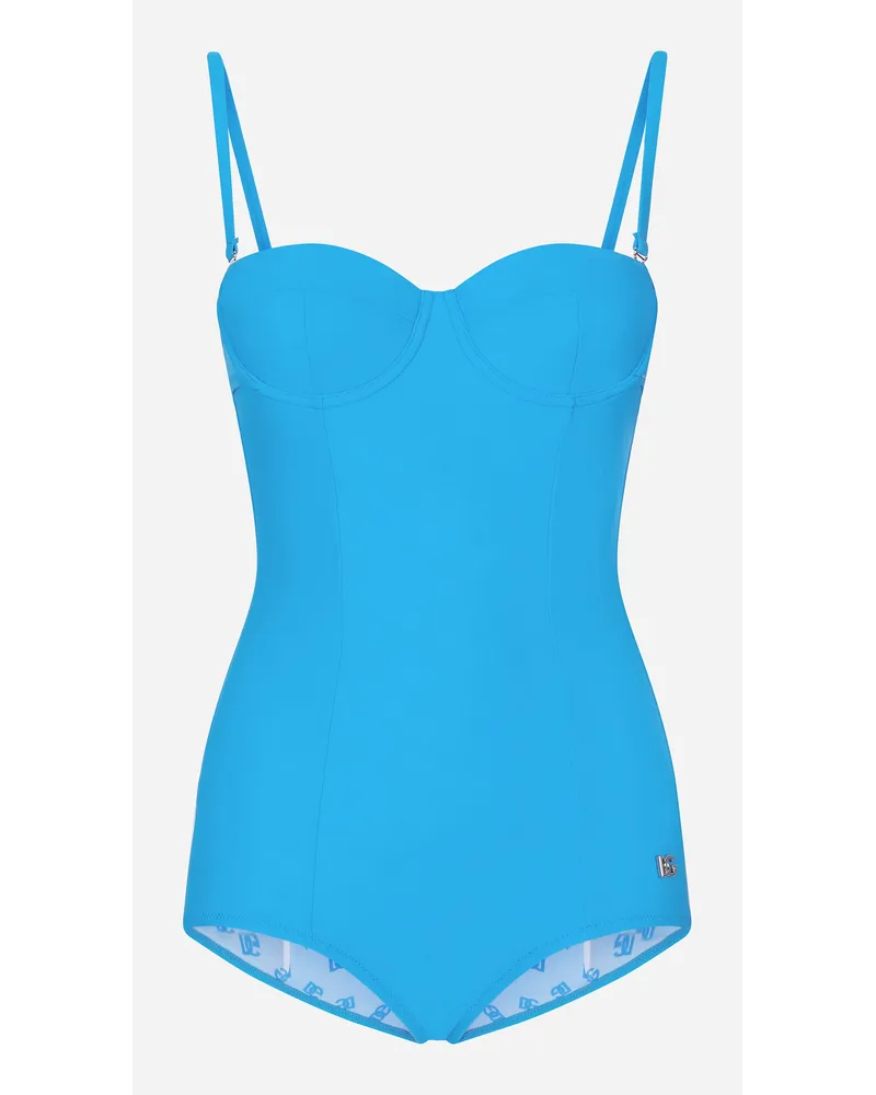Dolce & Gabbana Costume Intero Balconcino - Donna Beachwear Turchese Jersey Turchese