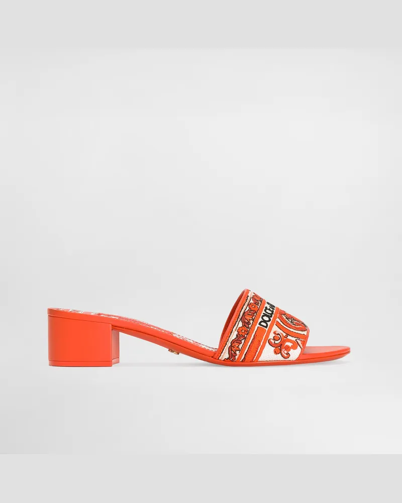 Dolce & Gabbana Mule Con Ricamo Maiolica - Donna Slide E Mule Multicolore Multicolore