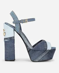 Dolce & Gabbana Sandalo Platform In Denim Patchwork - Donna Sandali E Zeppe Blu Denim Blu