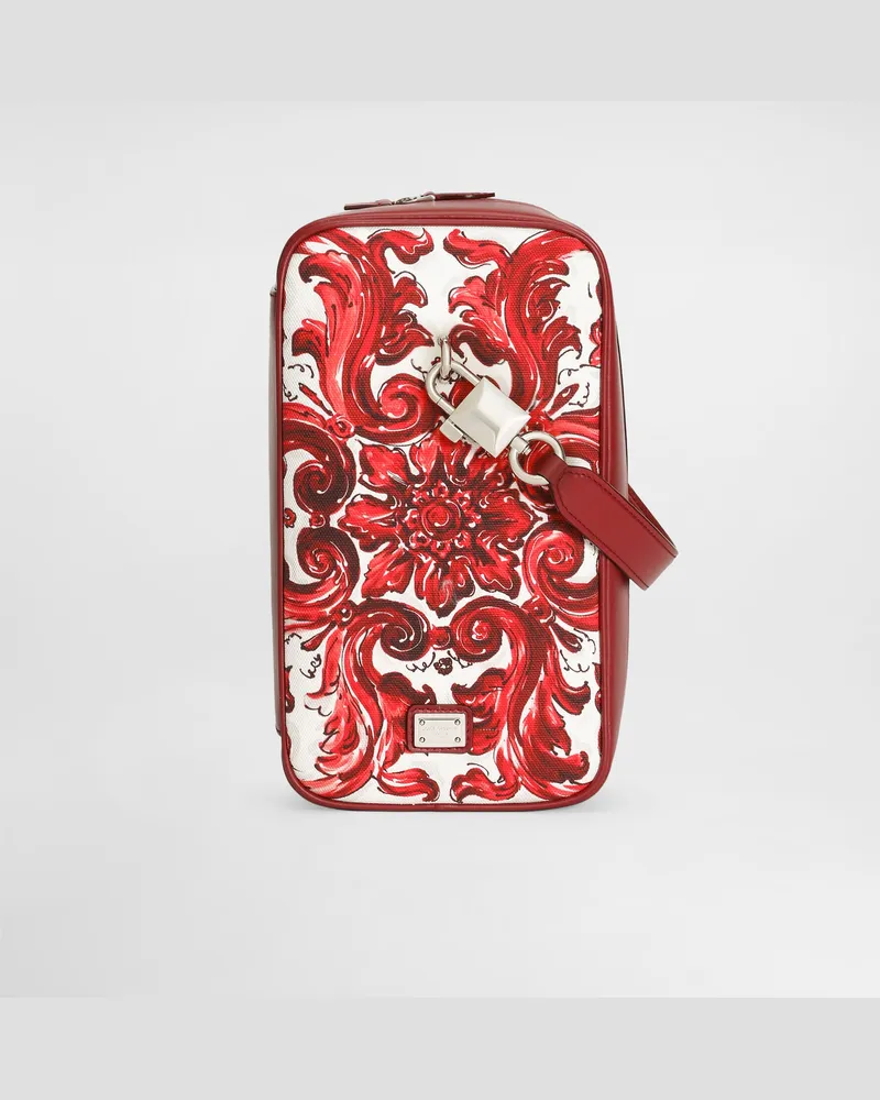 Dolce & Gabbana Borsa A Mano Lock In Canvas Stampa Maiolica - Uomo Borse Shopping Multicolore Multicolore