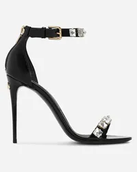 Dolce & Gabbana Sandalo In Pelle Di Vitello Lucida Con Strass - Donna Sandali E Zeppe Multicolore Nero