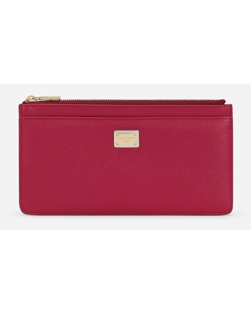 Dolce & Gabbana Portacarte Grande In Pelle Di Vitello Dauphine - Donna Portafogli E Piccola Pelletteria Fucsia Pelle Ciclamino