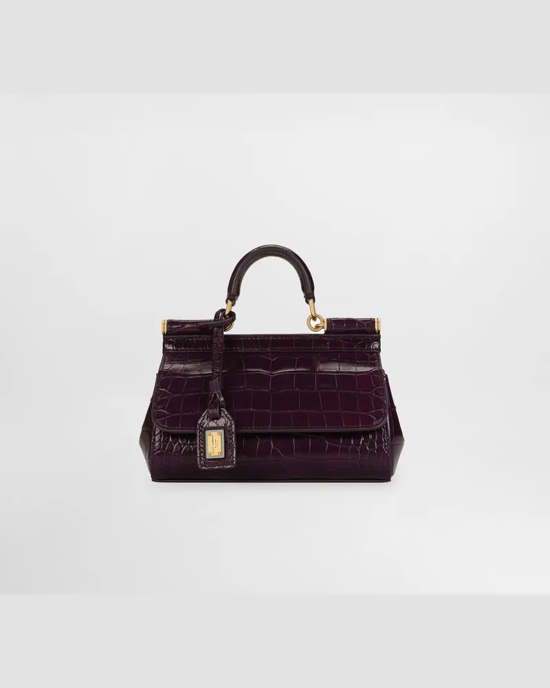 Dolce & Gabbana Borsa A Mano Sicily Allungata In Alligatore - Donna Special Selection Viola Viola