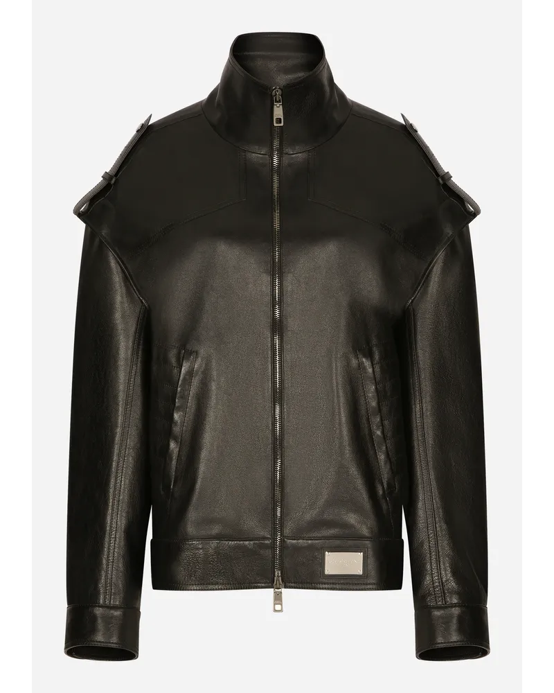 Dolce & Gabbana Oversize Bullskin Jacket - Donna Cappotti E Giubbotti Nero Pelle Nero