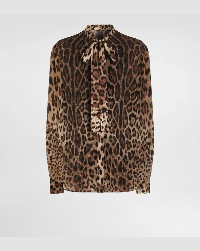 Dolce & Gabbana Camicia In Georgette Stampa Leo - Donna Camicie E Top Stampa Animalier Leo