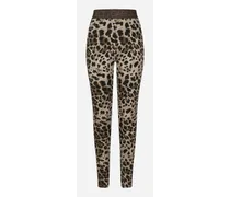Leggings In Jersey Jacquard Leopardo - Donna Pantaloni E Shorts Multicolore Viscosa