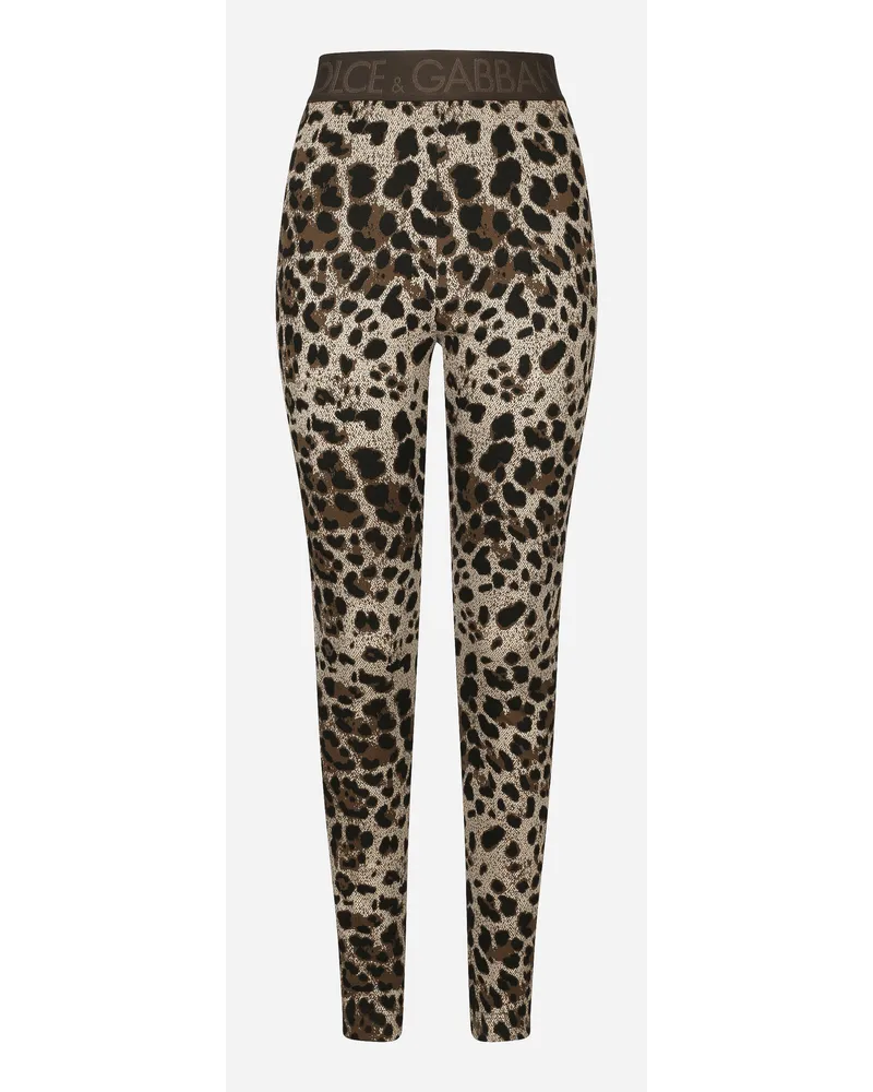 Dolce & Gabbana Leggings In Jersey Jacquard Leopardo - Donna Pantaloni E Shorts Multicolore Viscosa Jacquard