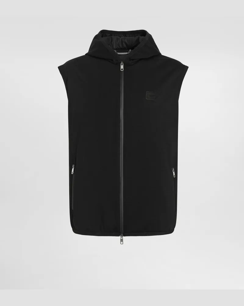 Dolce & Gabbana Gilet In Tessuto Tecnico Con Cappuccio - Uomo Cappotti E Giubbotti Nero Nero
