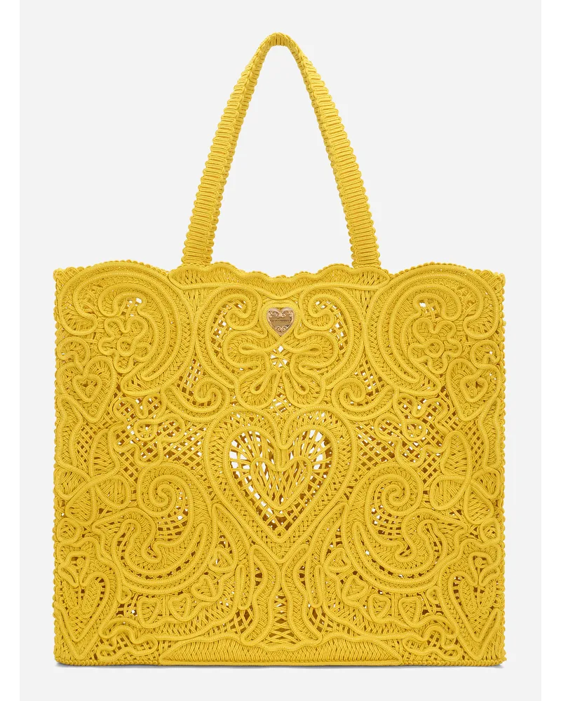 Dolce & Gabbana Shopping Beatrice Grande - Donna Borse Shopping Giallo Cotone Giallo