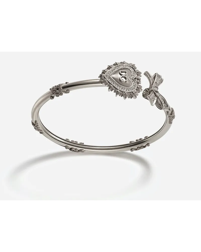 Dolce & Gabbana Devotion Bracelet In White Gold With Diamonds - Donna Bracciali Bianco Bianco
