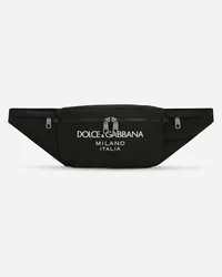 Dolce & Gabbana Marsupio In Nylon Con Logo Gommato - Uomo Zaini E Marsupi Nero Nylon Nero