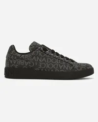 Dolce & Gabbana Sneaker Portofino In Jacquard Spalmato - Uomo Sneaker Multicolore Tessuto Nero