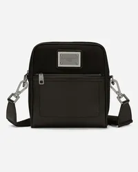 Dolce & Gabbana Borsa A Tracolla In Pelle Di Vitello Granata E Nylon - Uomo Borse A Tracolla Nero Tessuto Nero