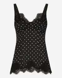 Dolce & Gabbana Top Lingerie In Seta Stampa Pois Con Pizzo - Donna Intimo Stampa Stampa