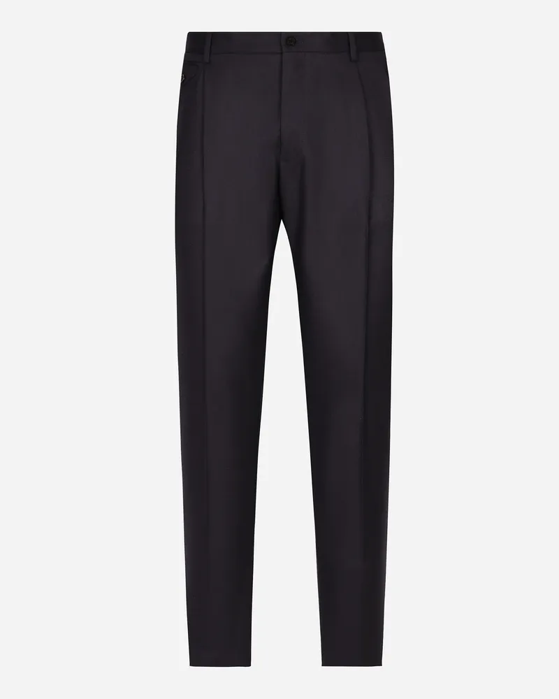 Dolce & Gabbana Pantalone Sartoriale In Flanella - Uomo Pantaloni E Shorts Blu Blu