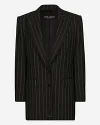 Dolce & Gabbana Giacca Monopetto In Lana Gessata - Donna Giacche E Blazer Nero Rigato