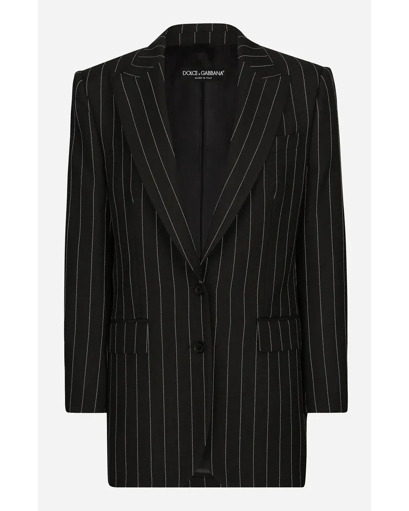 Dolce & Gabbana Giacca Monopetto In Lana Gessata - Donna Giacche E Blazer Nero Rigato
