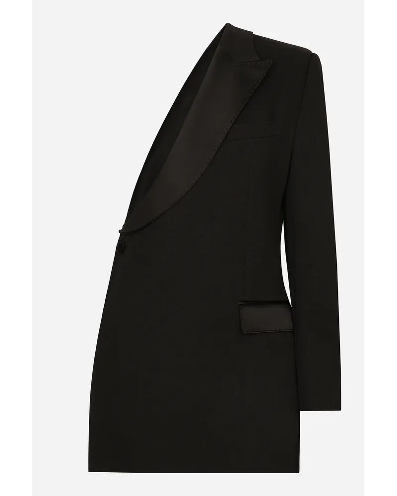 Dolce & Gabbana Giacca Monospalla In Gabardina Di Lana - Donna Giacche E Blazer Nero Nero
