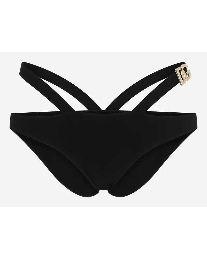 Dolce & Gabbana Bikini Bottoms With Lacing  - Donna Beachwear Nero Jersey Nero