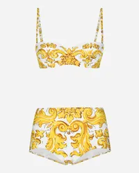 Dolce & Gabbana Bikini Balconcino E Culotte Stampa Maiolica - Donna Beachwear Stampa Stampa