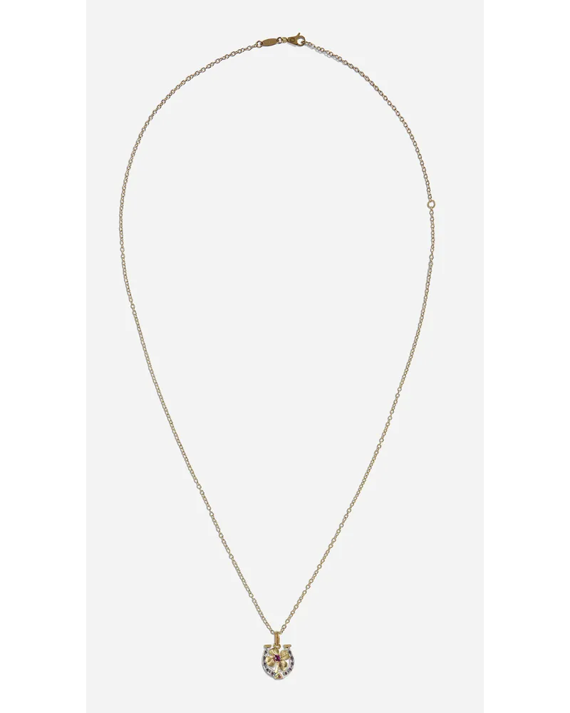 Dolce & Gabbana Collana Good Luck Oro Bianco E Giallo 18 Carati E Rubini - Uomo Collane Oro Oro