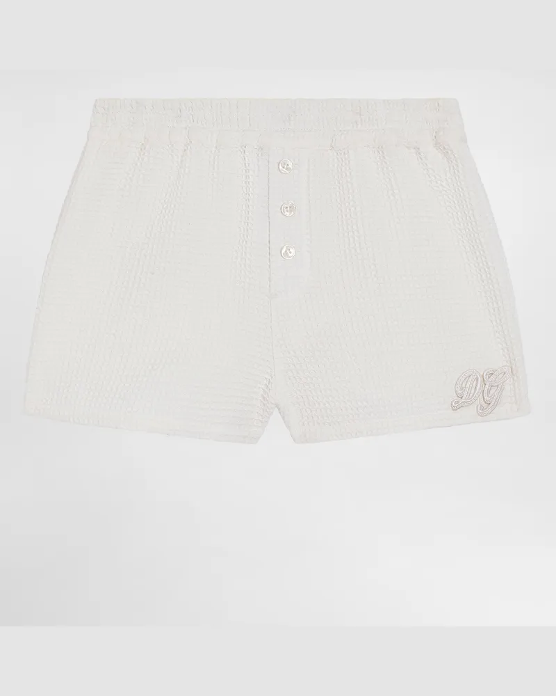 Dolce & Gabbana Bermuda In Waffle Di Cotone - Uomo Collection Bianco Bianco
