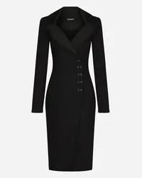 Dolce & Gabbana Robemanteau Midi In Jersey Tecnico - Donna Abiti Nero Tessuto Nero