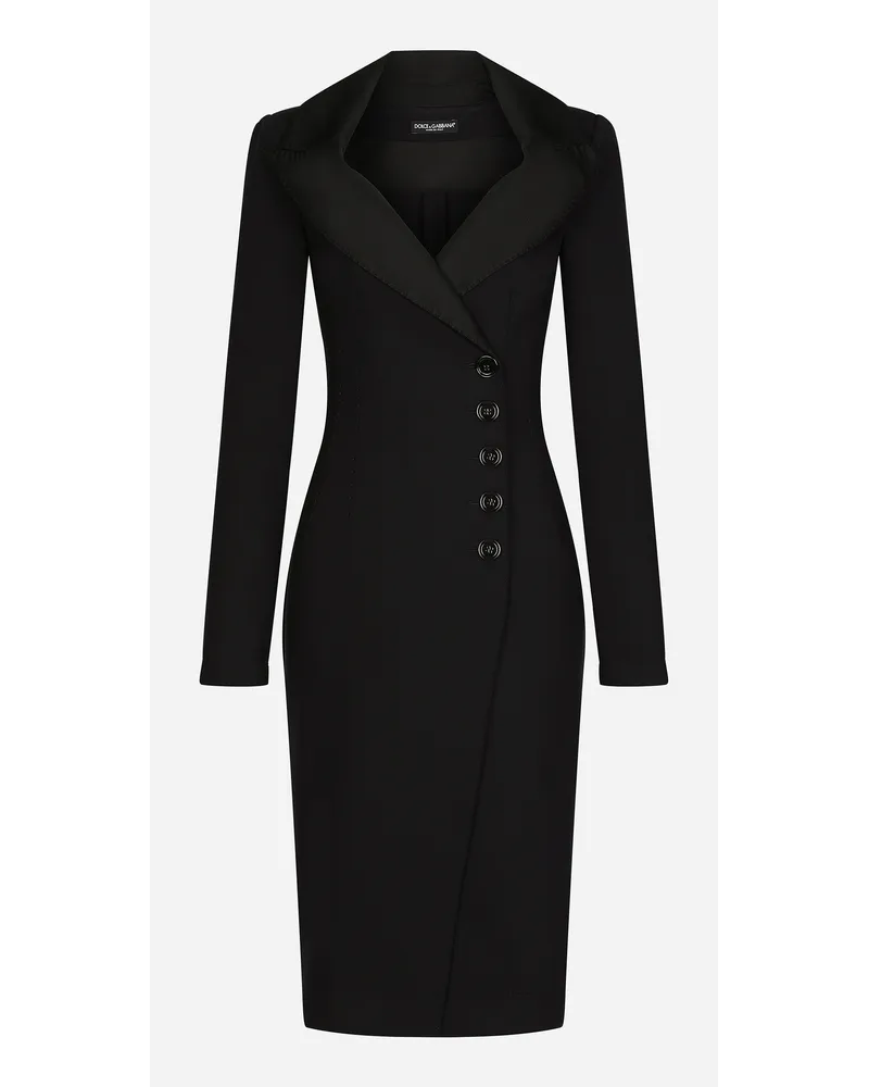 Dolce & Gabbana Robemanteau Midi In Jersey Tecnico - Donna Abiti Nero Tessuto Nero