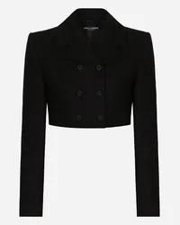 Dolce & Gabbana Short Double-breasted Twill Jacket - Donna Giacche E Blazer Nero Lana Nero