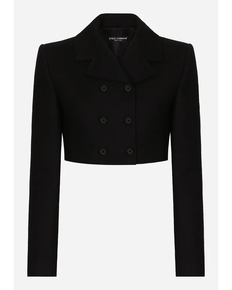Dolce & Gabbana Short Double-breasted Twill Jacket - Donna Giacche E Blazer Nero Lana Nero