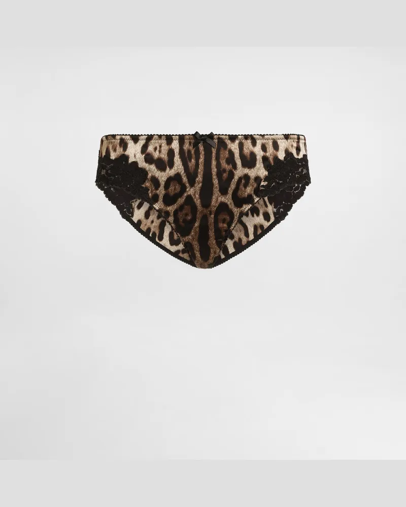 Dolce & Gabbana Slip In Raso Stampa Leo - Donna Intimo Stampa Animalier Leo