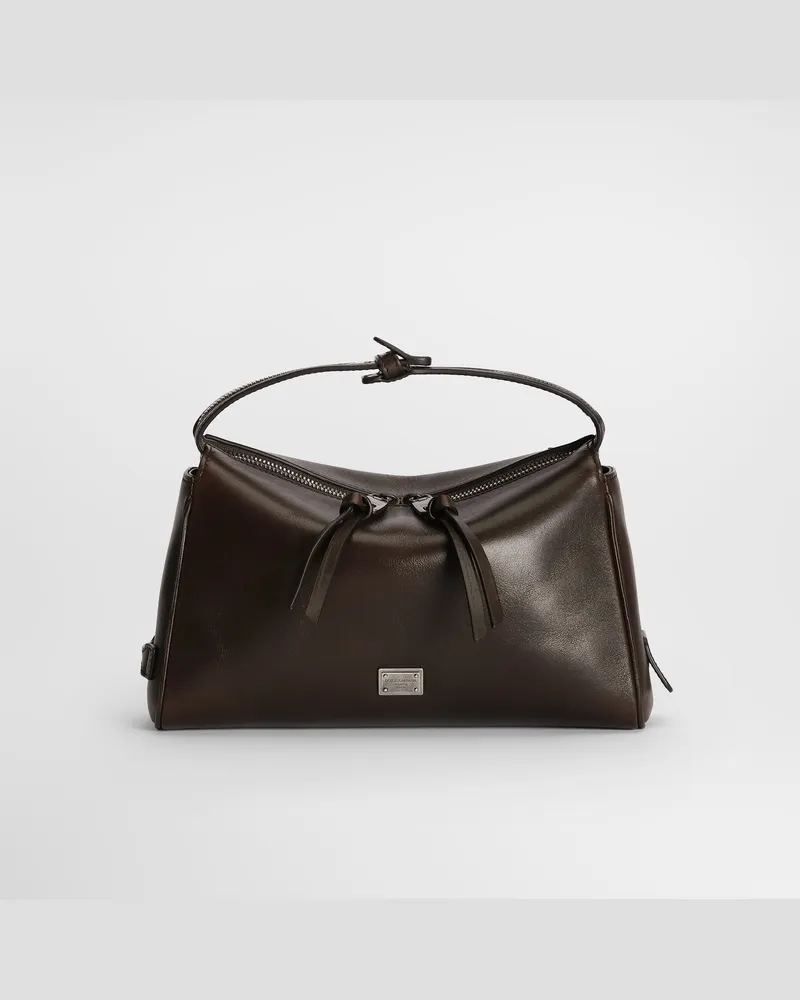 Dolce & Gabbana Borsa A Spalla Vittoria In Pelle Di Vitello Tempesta - Uomo Borse A Tracolla Marrone Castagna